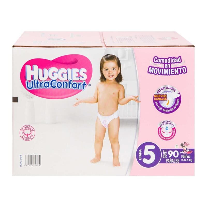 Pañales Etapa 5 Huggies UltraConfort Niña 90 pzas