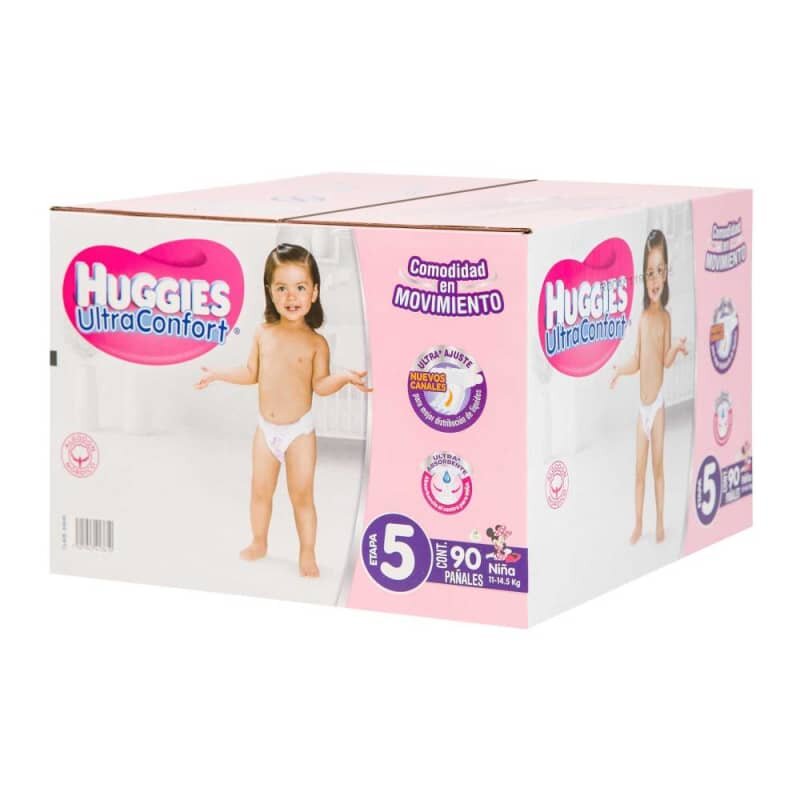 Pañales Etapa 5 Huggies UltraConfort Niña 90 pzas