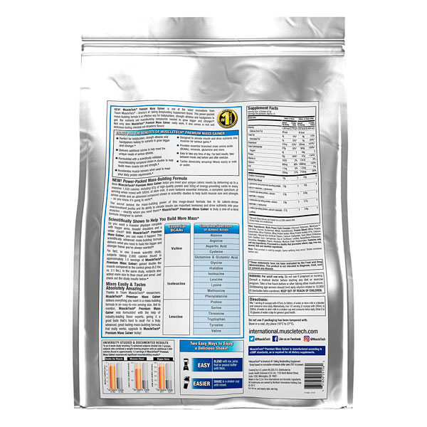 Proteína Muscletech Premium Mass Gainer 12 Lb (16 Srvs) Vainilla