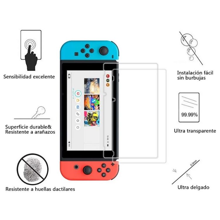 Paquete 2pz Mica Cristal Templado Nintendo Switch o Nintendo Switch Lite