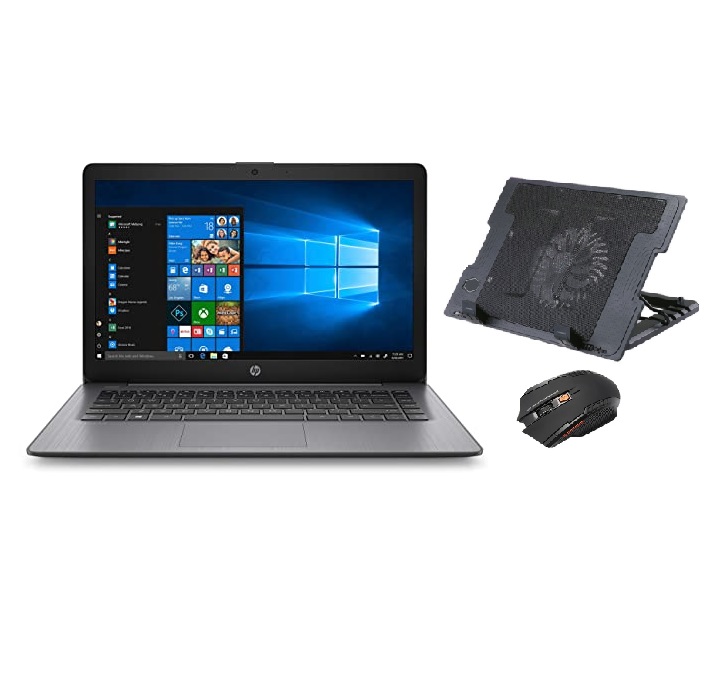 Laptop Hp Stream 14 4GB RAM 64GB Celeron N4000 W10 Negro + Mouse y base enfriador