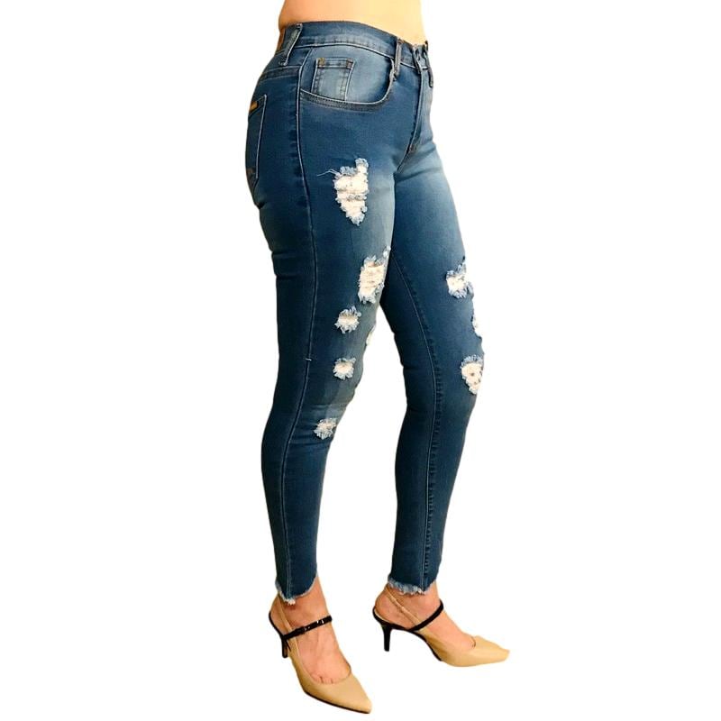 Jeans Skinny Mujer Pantalon De Mezclilla Rasgado Roto Para Dama Stretc