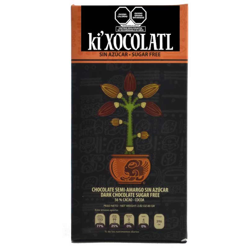 CHOCOLATE SEMI AMARGO SIN AZUCAR 80g KI XOCOLATL (6 BARRAS)