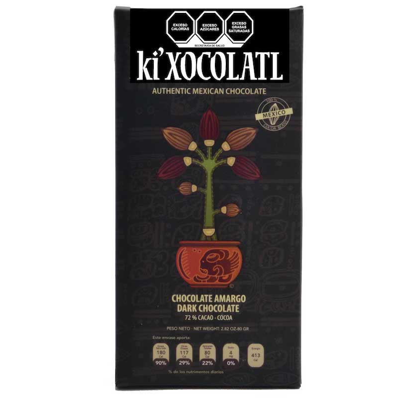 CHOCOLATE AMARGO 80g KI XOCOLATL NEGRO (6 BARRAS)