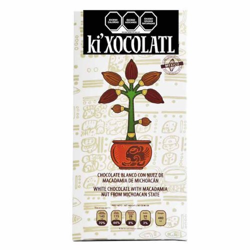 CHOCOLATE BLANCO CON NUEZ DE MACADAMIA 80g KI XOCOLATL (6 BARRAS)