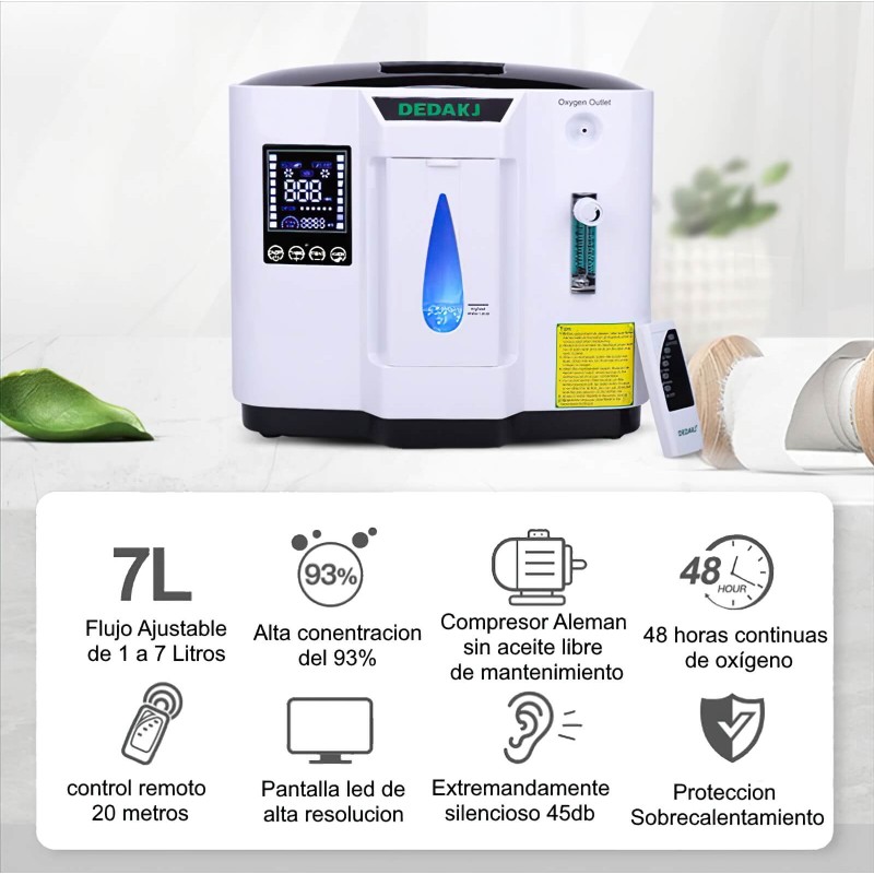 Concentrador De Oxígeno aleman 7 Litros Silencioso y con control remoto
