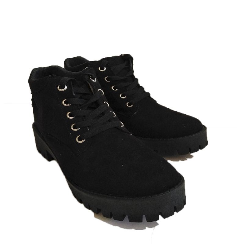 BOTINES PARA DAMA COLOR NEGRO GAMUZA SINTETICA