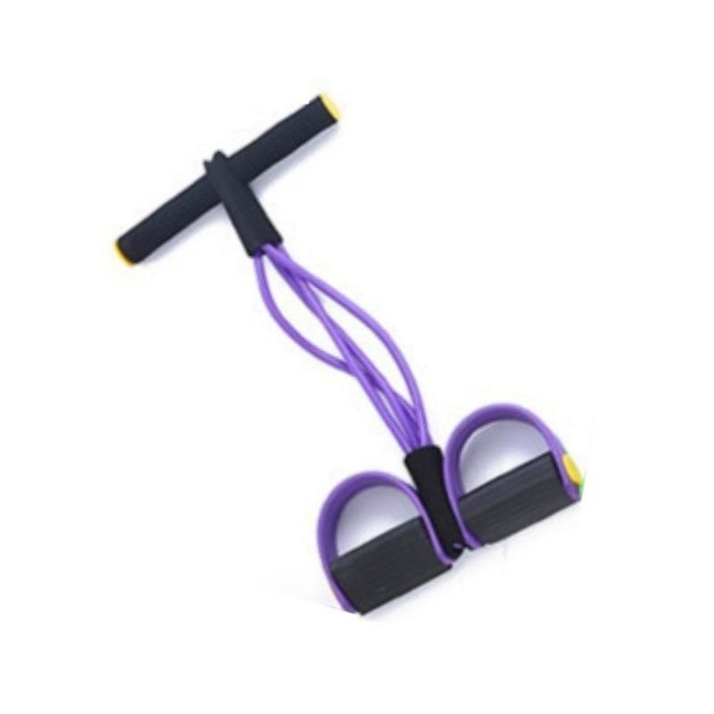 Ligas de Resistencia con Tubo de Agarre y Pedales para Ejercicio Multifuncional, LBP, Banda elástica -Morado