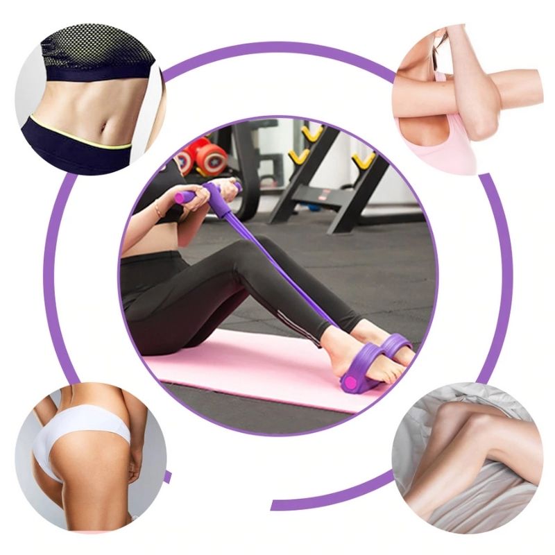 Ligas de Resistencia con Tubo de Agarre y Pedales para Ejercicio Multifuncional, LBP, Banda elástica -Amarillo