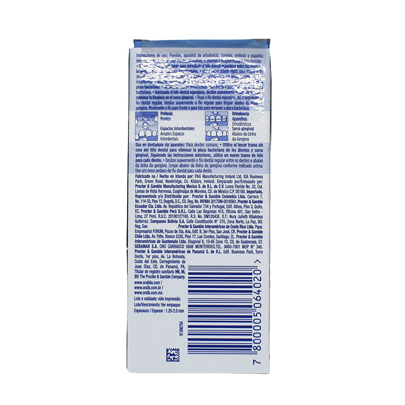 Hilo Dental Super Floss Oral-b Puentes Ortodoncia Coronas