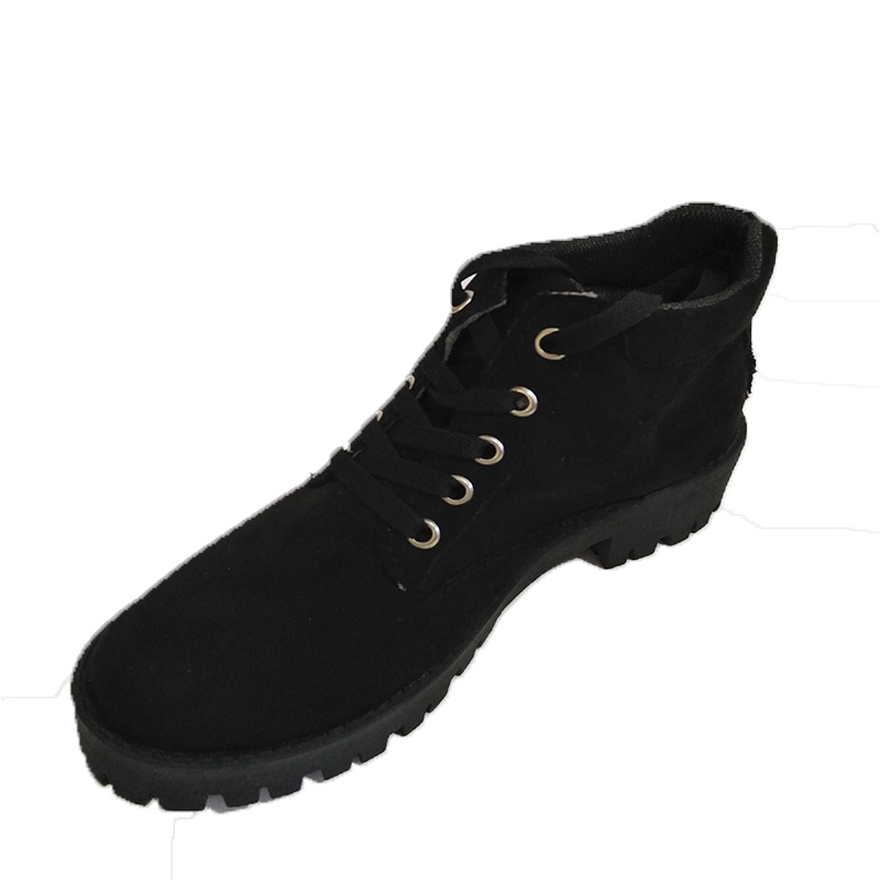 BOTINES PARA DAMA COLOR NEGRO GAMUZA SINTETICA