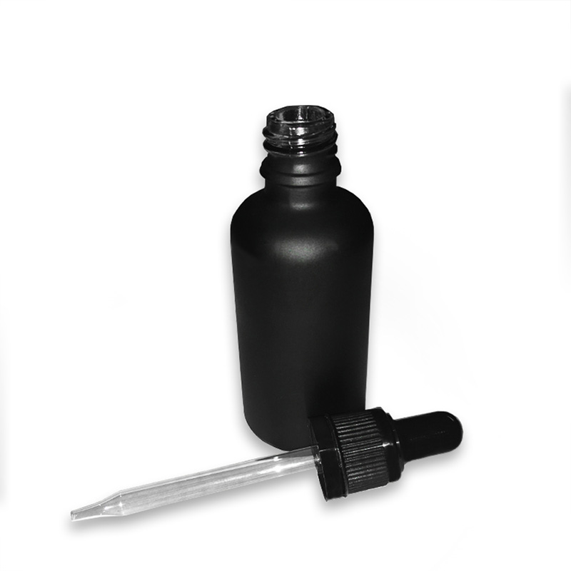 Botellas de vidrio negro mate de 50 ml con gotero JYE, paquete con 5 piezas