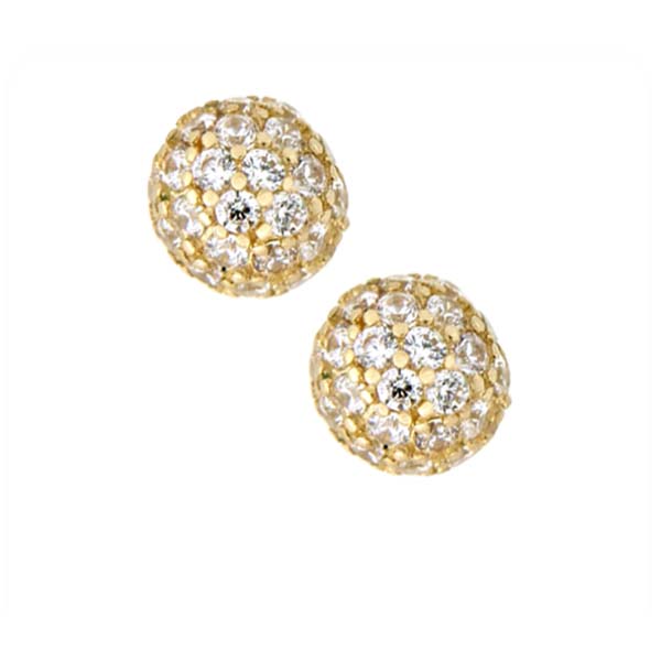 Broqueles Esfera con Circonia en Oro de 14 K + Obsequio