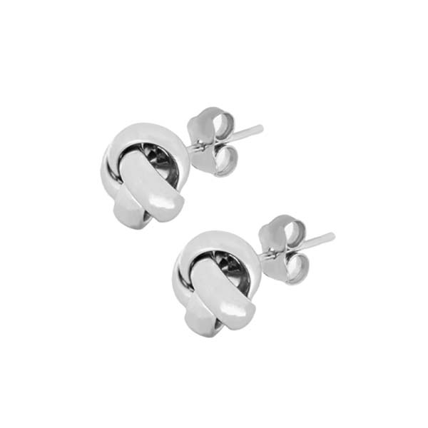 Broqueles de Moño de Bola en Oro Blanco de 14 K + Obsequio