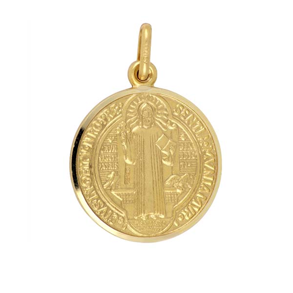 Medalla Mediana San Benito en Oro Amarillo de 14 K + Obsequio