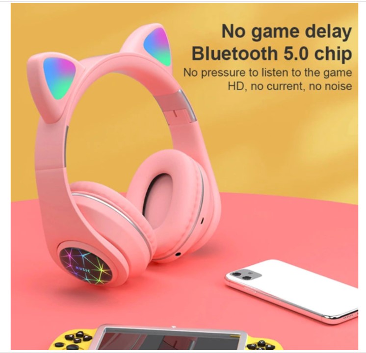 Audifonos Bluetooth Inalambricos Kawaii Diadema Manos Libres Led