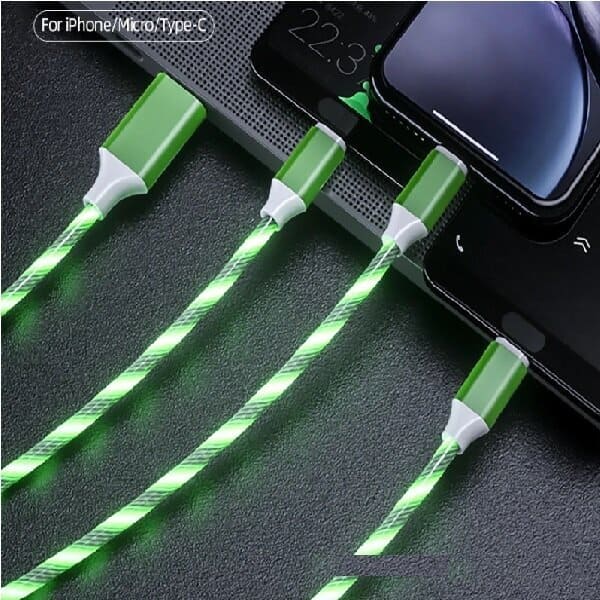 Lot De Câbles USB Avec LED Pour Smartphone/iPhone - Longueurs 0.7cm Et 1m - Neuf