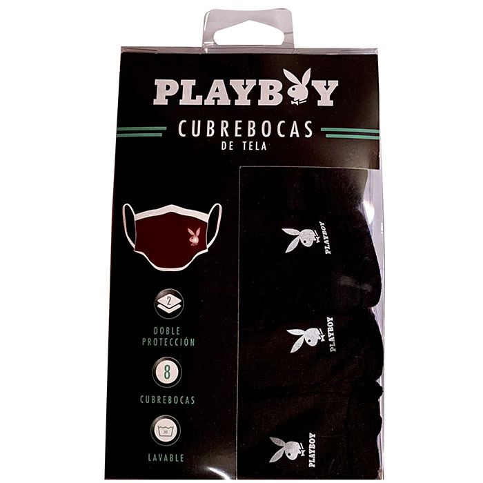 Playboy cubrebocas doble capa lavable Pack 8 piezas