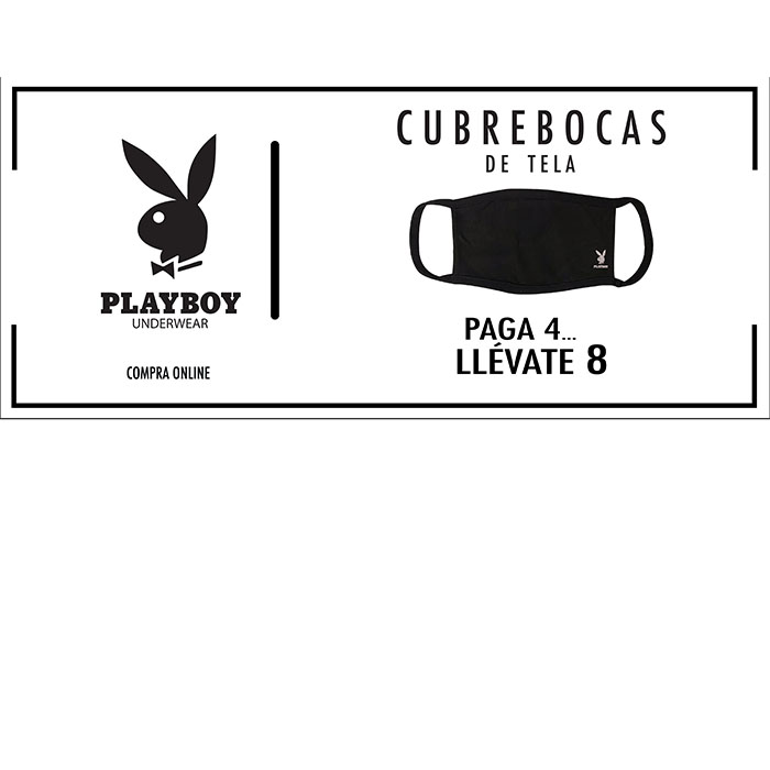 Playboy cubrebocas doble capa lavable Pack 8 piezas