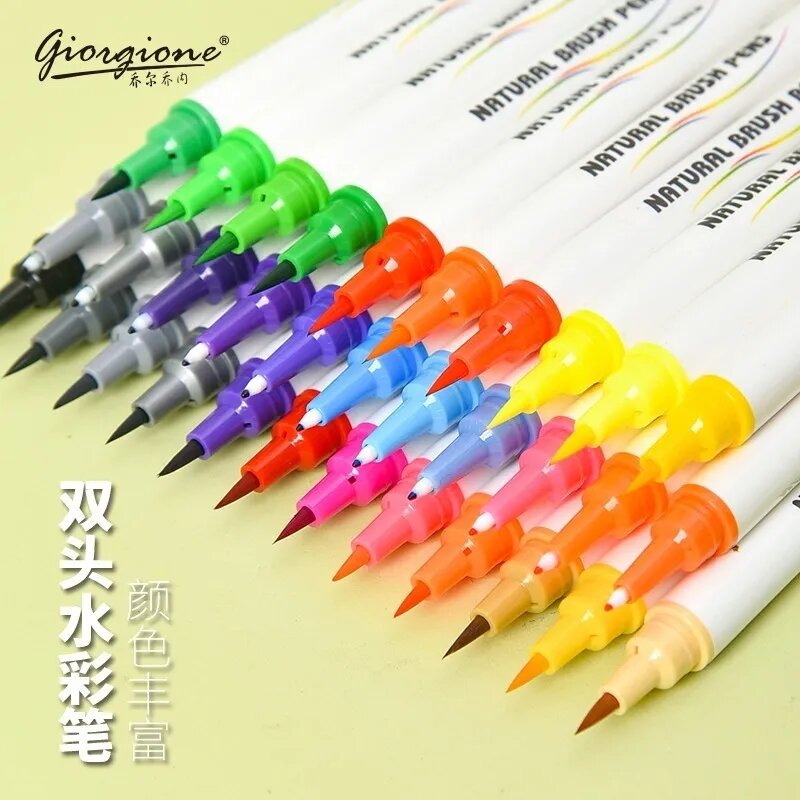 Marcadores Acuarela 48 Colores Doble Punta Pincel Estuche