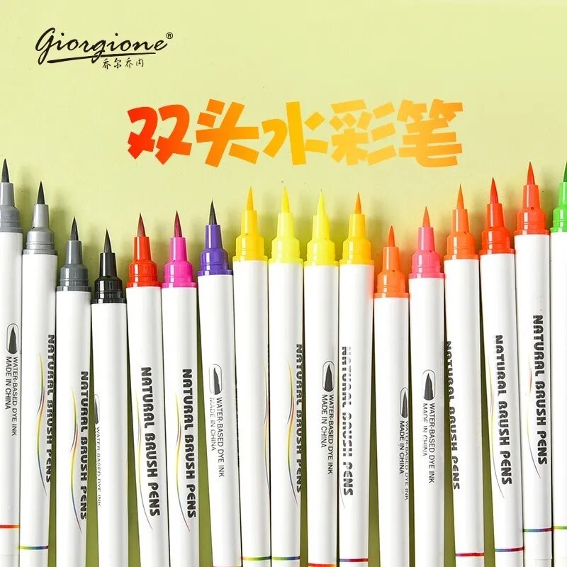 Marcadores Acuarela 48 Colores Doble Punta Pincel Estuche