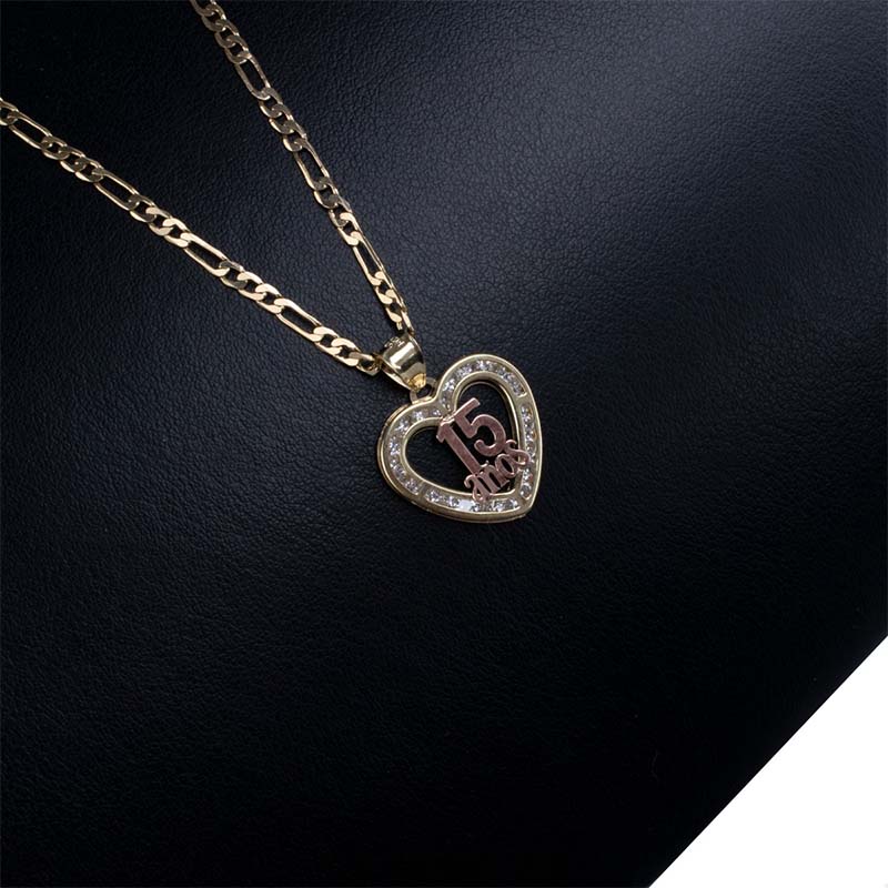 Medalla 15 Años Corazon VAROURO  Oro 10k Y Hermosa Cadena De Regalo.