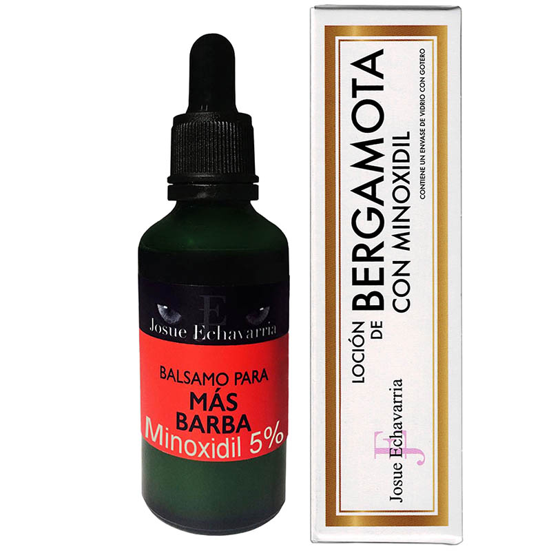 Tratamiento para cabello y barba bergamota con MINOXIDIL 5%, Cera modeladora y Cepillo doble Cara  Josue Echavarria 