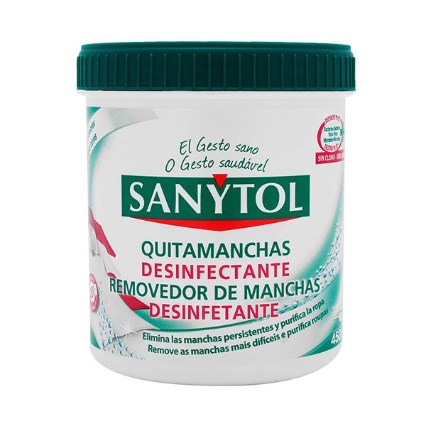 Detergente Desinfectante en Polvo Sanytol para Ropa Acción Quitamanchas 450g