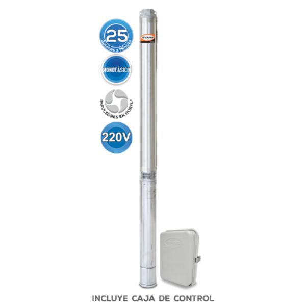 Bomba sumergible Evans para pozo profundo 4" 3HP 25GPM 220V