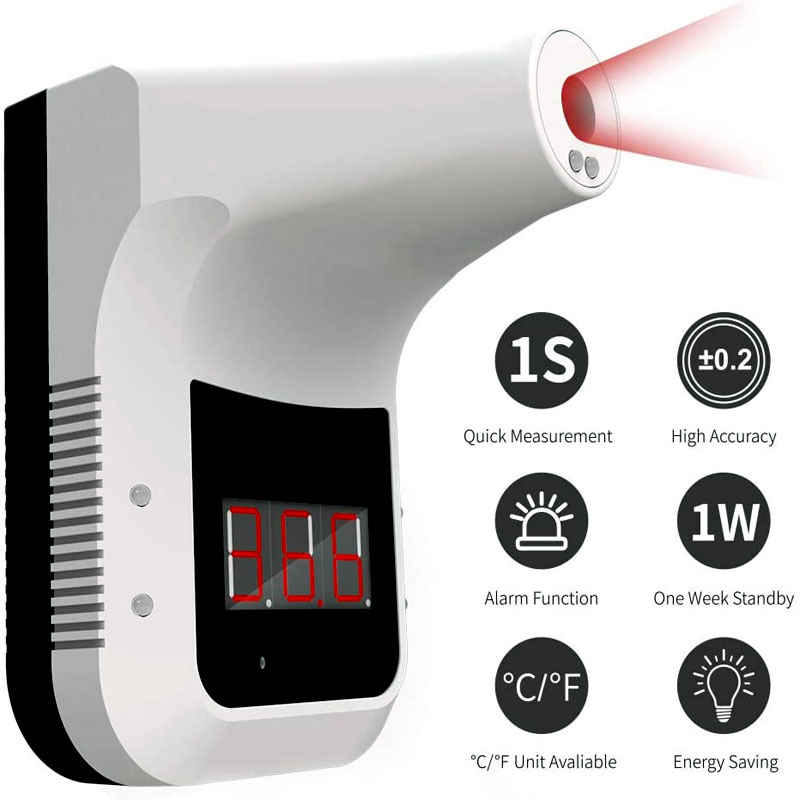 Termómetro Infrarrojo De Pared, Digital Con Alarma de Pantalla LCD-Sin Contacto