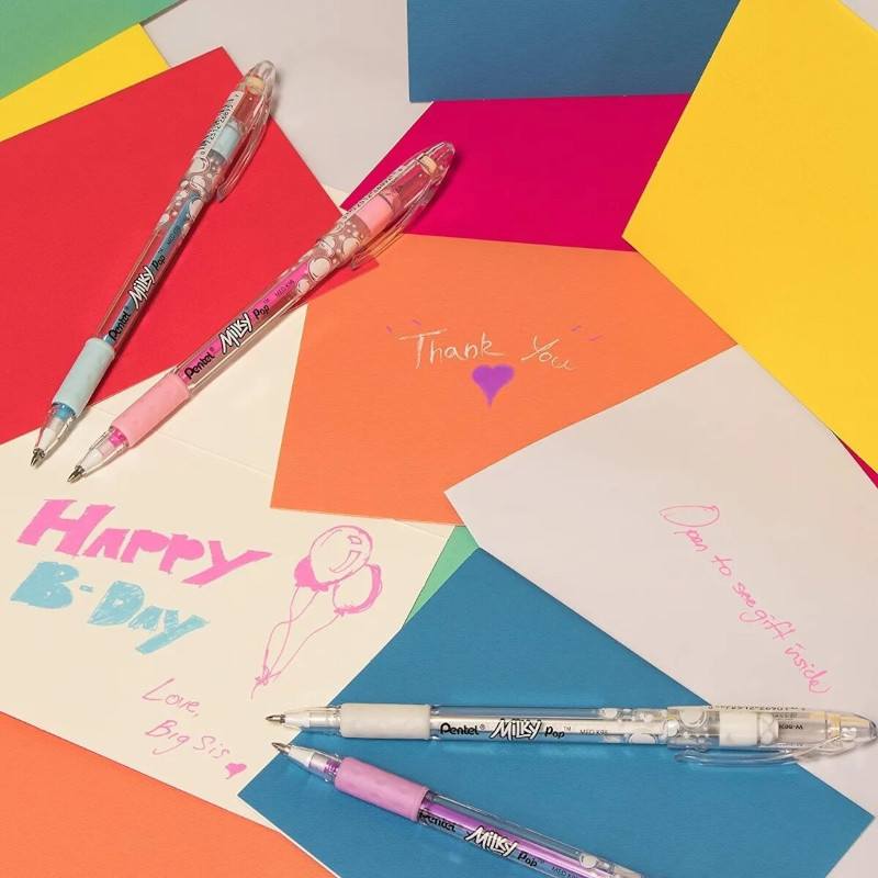 8 Bolígrafos Plumas Lapiceros Tinta Gel Pentel Milky Pop 8mm