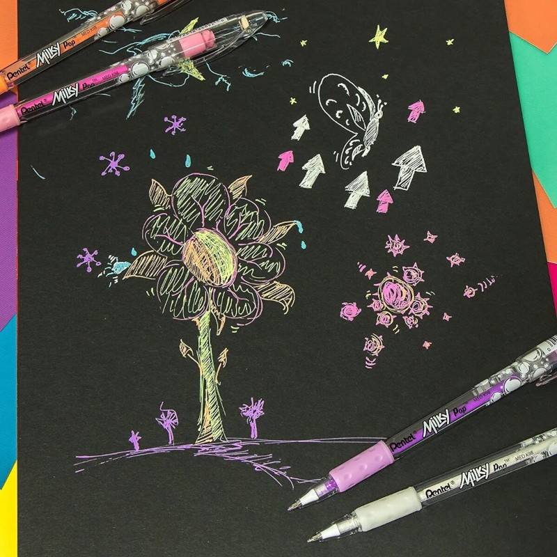 8 Bolígrafos Plumas Lapiceros Tinta Gel Pentel Milky Pop 8mm