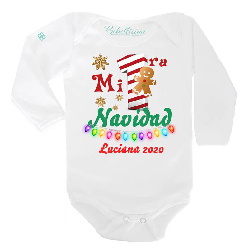 Panalero Personalizado Bebe Navidad en Manga Corta o Larga