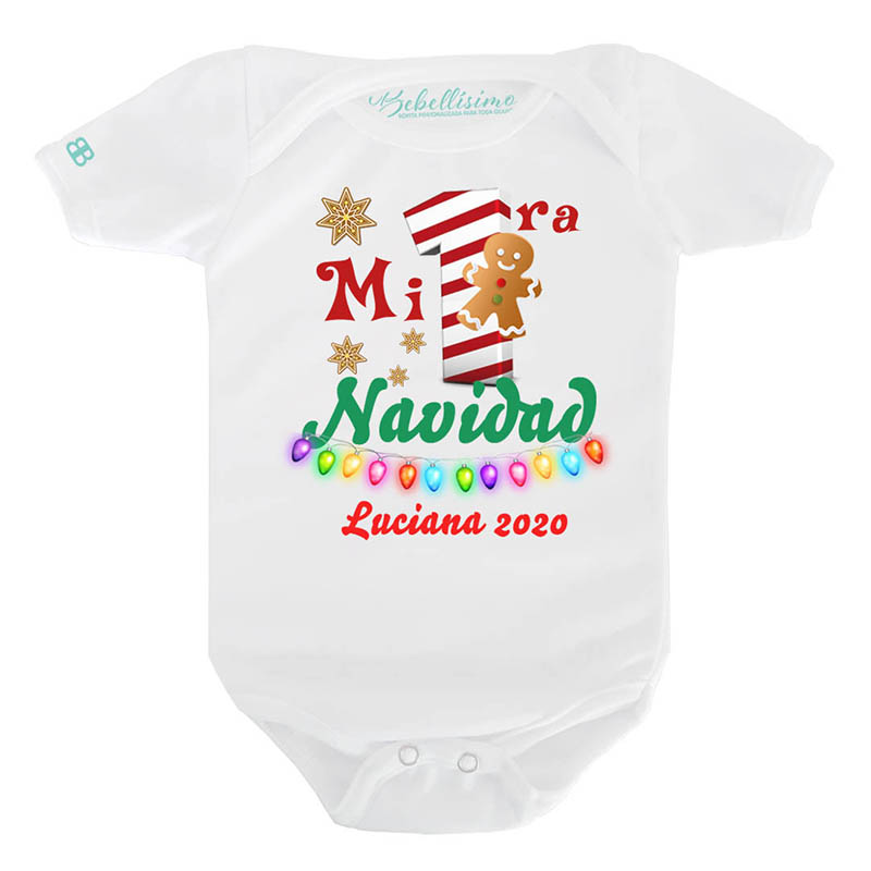 Panalero Personalizado Bebe Navidad en Manga Corta o Larga