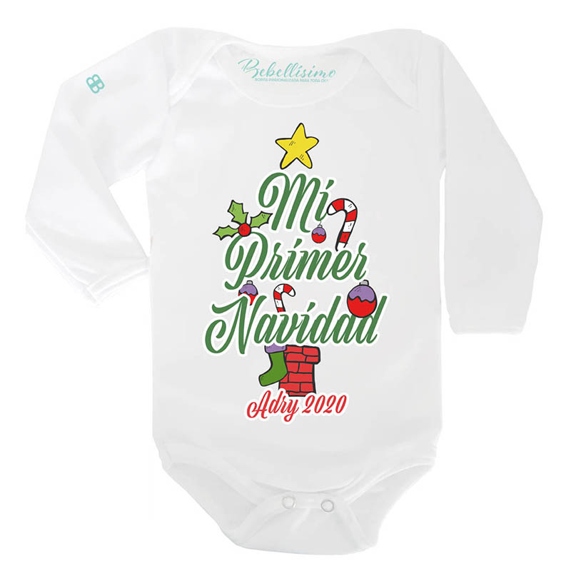 Pañalero Personalizado Bebé Navidad en Manga Corta o Larga