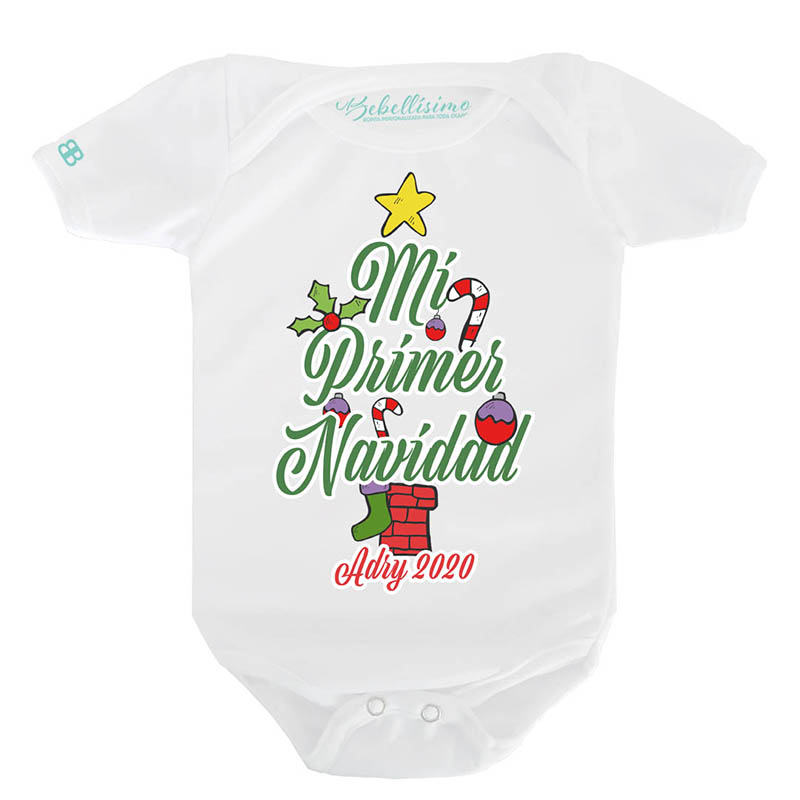 Pañalero Personalizado Bebé Navidad en Manga Corta o Larga