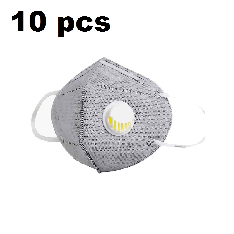 10 pcs Mascarilla tapabocas kN95 Con Válvula  GRIS
