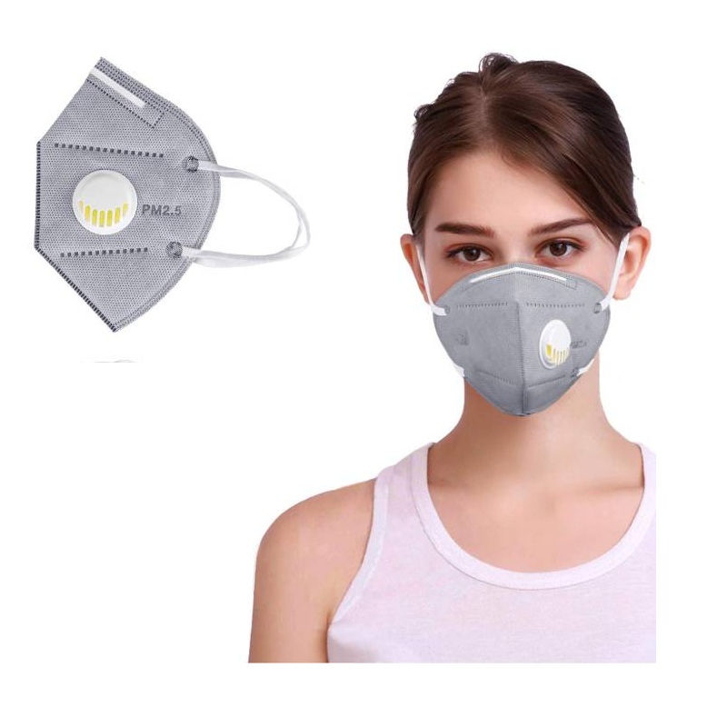 10 pcs Mascarilla tapabocas kN95 Con Válvula  GRIS