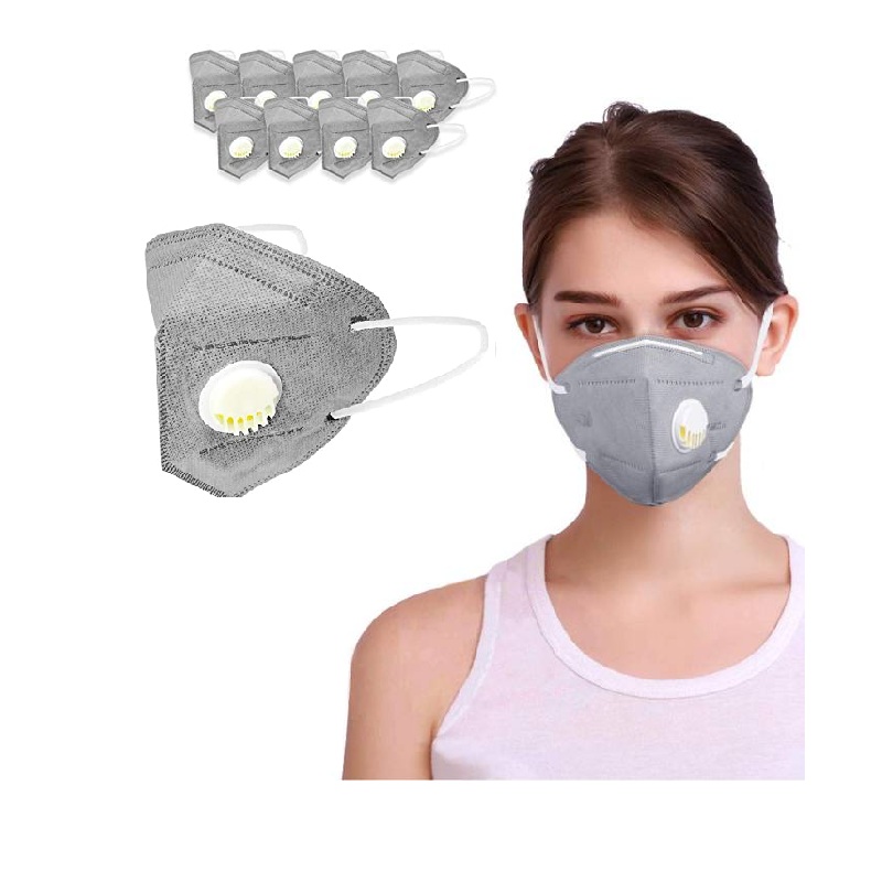 10 pcs Mascarilla tapabocas kN95 Con Válvula  GRIS