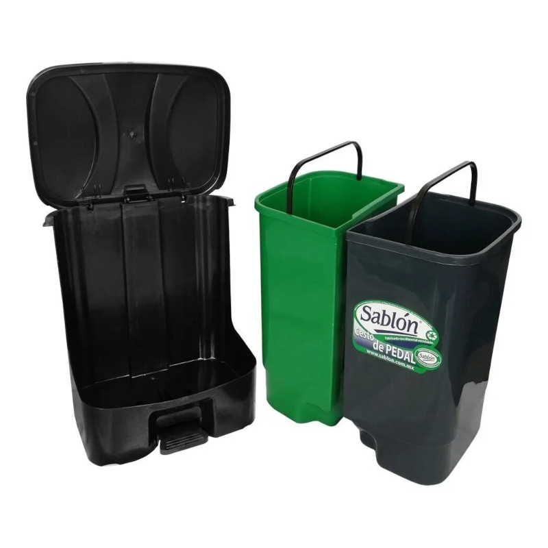 Cesto Bote De Basura 40 Litros Orgánico-inorgánico Con Pedal