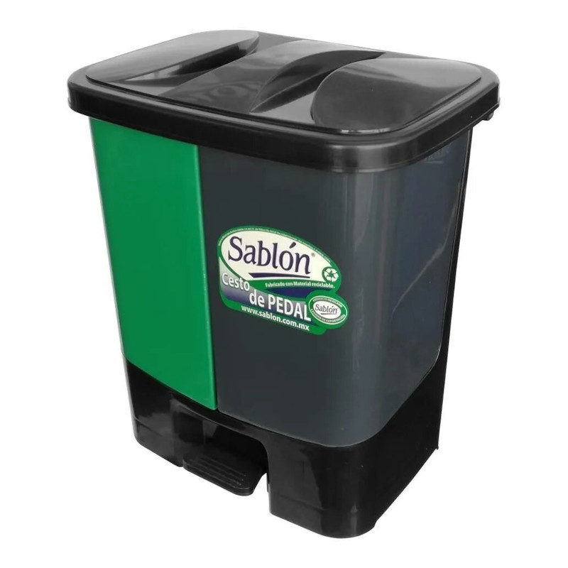 Cesto Bote De Basura 40 Litros Orgánico-inorgánico Con Pedal