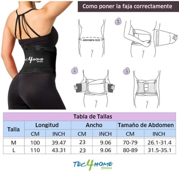 Tec4Home Faja Colombiana talla Mediana, Color Azul, T4H-FCM-01A