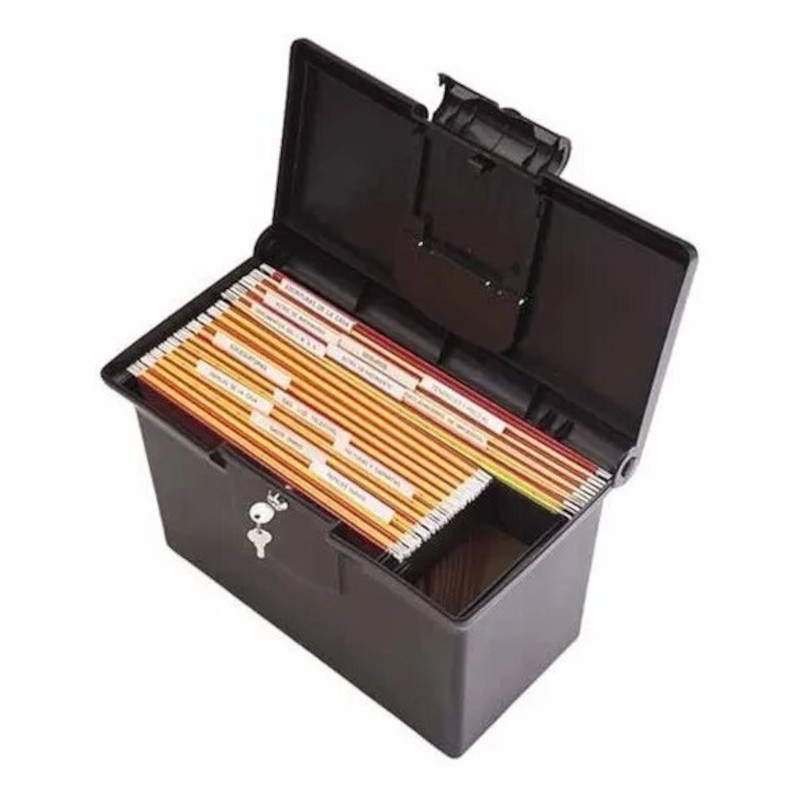 Archivero Plastico Portatil Negro Oficio/carta Con Llaves