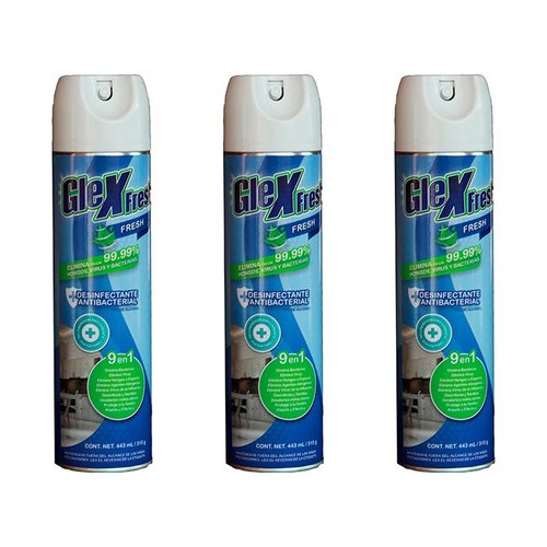 Desinfectante antibacterial en Aerosol GlexFresh Fresh 3 piezas 443mL