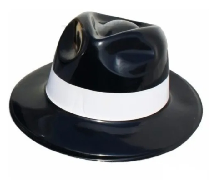 10 Sombreros De Plástico Tipo Gangster Negro