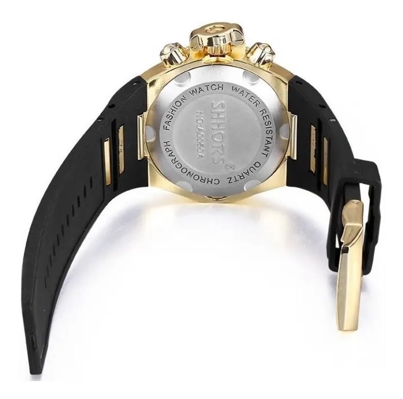 Reloj De Hombre Lujo Elegante Shhors,militar, Cuarzo, Acero, Color Negro