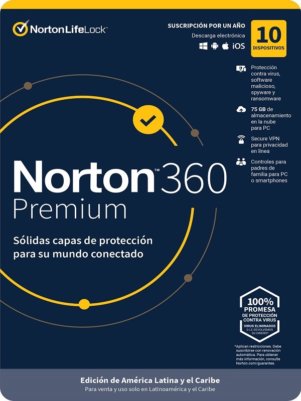 Norton 360 Premium / Total Security 10 Dispositivos 1 Año