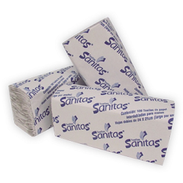 92231 Toalla Interdoblada para manos Sanitas Caja con 20 paquetes de 100 piezas