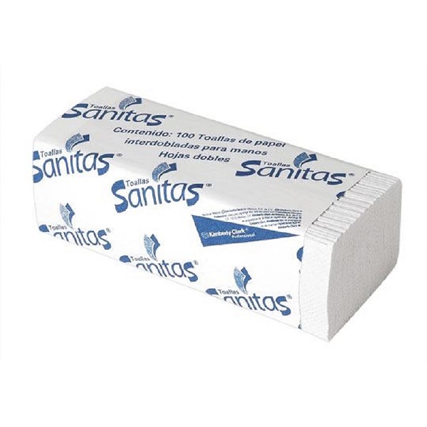 92231 Toalla Interdoblada para manos Sanitas Caja con 20 paquetes de 100 piezas