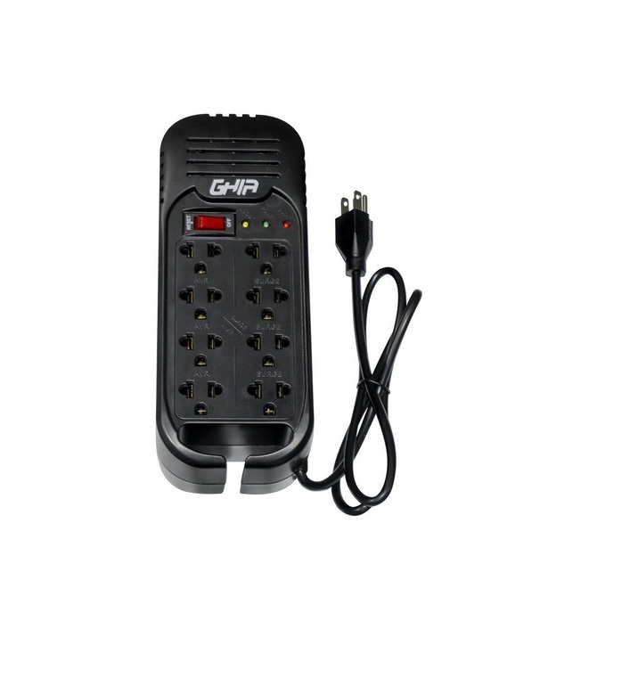 REGULADOR DE VOLTAJE GHIA 1300VA 600W 8 CONTACTOS PC XBOX CONSOLA GAMER ENERGIA PROTECCION PSP MAC